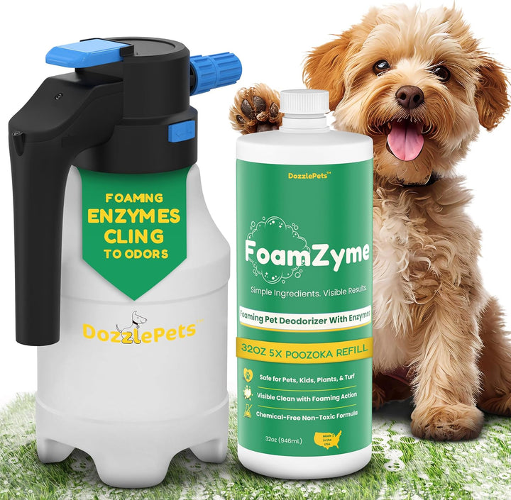 Dozzle Bundle: Poozooka Sprayer + FoamZyme Pet/Kid Safe Enzyme Cleaner